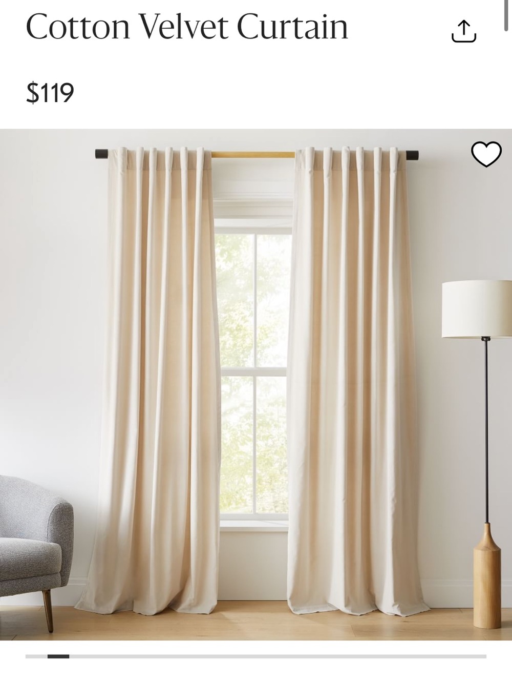 West Elm Beige Tab-Top Curtain Panel